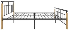 Estrutura de cama 180x200 cm metal e madeira de carvalho maciça