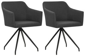 vidaXL Cadeiras de jantar giratórias 2 pcs tecido cinzento-escuro