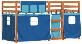 Beliche com cortinas 75x190 cm madeira de pinho maciça azul