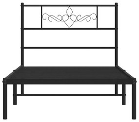 Estrutura de cama com cabeceira 75x190 cm metal preto