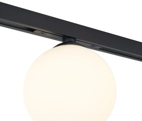 Candeeiro de teto moderno preto com vidro branco para sistema de calhas monofásico - Slimline Eira Moderno