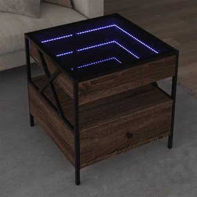 vidaXL Mesa de centro luzes LED Infinity 50x50x51 cm carvalho castanho