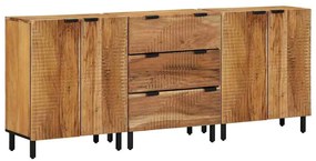 vidaXL Armários de Lado em 3 Peças Castanho 60x33x75 cm Madeira Sólida de Acácia