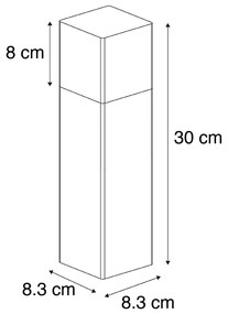 Candeeiro de pé para exterior preto com máscara branca opala de 30 cm - Dinamarca Moderno