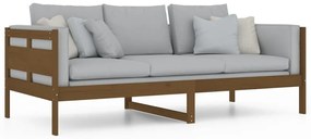 Sofá-cama 90x200 cm madeira de pinho maciça castanho-mel
