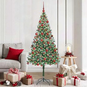 vidaXL Árvore de Natal Artificial com 300 LEDs Verde 180 cm PVC e Aço