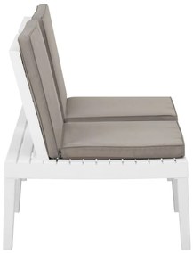 Bancos de jardim com almofadões 2 pcs plástico branco