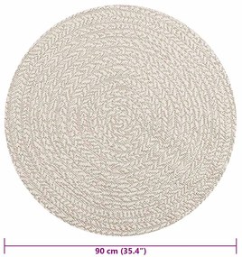 Tapete ZIZUR creme Ø 90 cm aspeto de juta interior e exterior