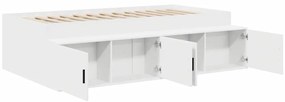 Cama de Armazenamento Branca 100x200 cm