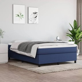 3120860 vidaXL Estrutura de cama com molas 140x190 cm tecido azul