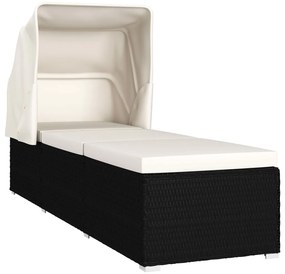 Espreguiçadeira com dossel e almofadão vime PE branco nata