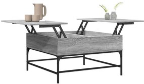 Mesa de centro 80x80x45cm deriv. madeira/metal cinzento sonoma