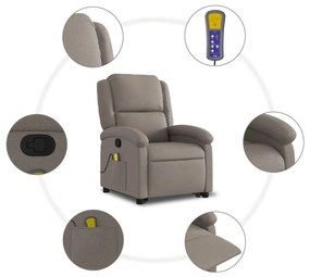 Poltrona elevatória de massagens tecido cinzento-acastanhado