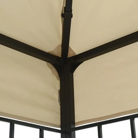 Gazebo com cordões de luzes LED 3x3 m cor creme