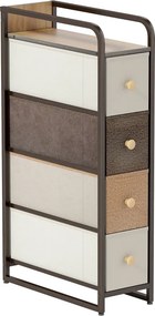 Móvel Auxiliar com 4 Gavetas de Tecido 20x47x84,5 cm com Estrutura de Aço Móvel de Arrumação para Espaços Pequenos Multicolor