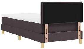 Cama Box Spring com Colchão &amp; LED Marrom Escuro 90x200 cm Tecido