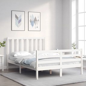 3193787 vidaXL Estrutura de cama com cabeceira 120x200cm madeira maciça branco