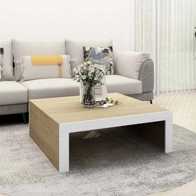 vidaXL Mesa de centro 100x100x35 cm contrapl. branco/carvalho sonoma