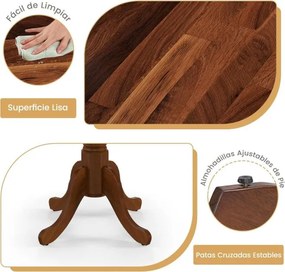 Mesa de jantar redonda de 100 cm para 4 pessoas em madeira de cauchu com base em pedestal para sala de estar e sala de jantar Cor Nogueira