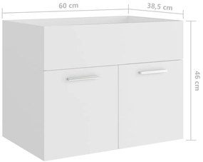 Armário de lavatório 60x38,5x46 cm derivados de madeira branco