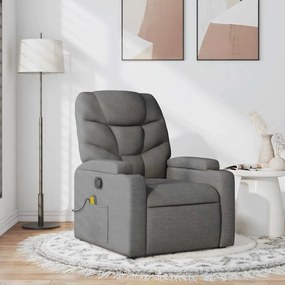 Poltrona de massagens reclinável tecido cinzento-escuro
