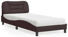 Cama com colchão 80x200 cm tecido castanho-escuro