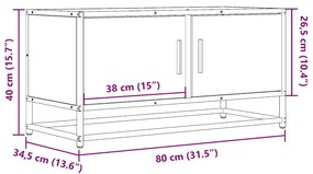 Móvel p/ TV 80x34,5x40 cm deriv. madeira/metal cinzento sonoma