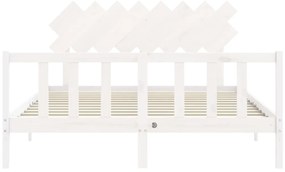 Cama sem colchão 160x200 cm madeira de pinho maciça branco