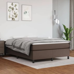 vidaXL Cama com molas/colchão 140x200 cm couro artificial castanho