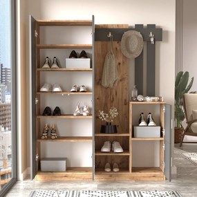 Hall Stand DD8 – Pinheiro Atlântico e Antracite – 147,2x179,7x37,5 cm