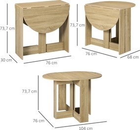Mesa de Sala de Jantar Dobrável com 2 Laterais Mesa Auxiliar de Madeir