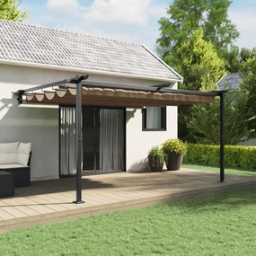 vidaXL Gazebo Montado na Parede Cinzento-acastanhado 3 x 4 m Aço
