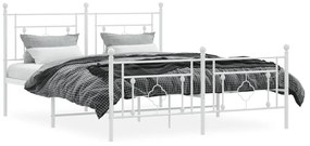 Estrutura de cama com cabeceira e pés 150x200 cm metal branco