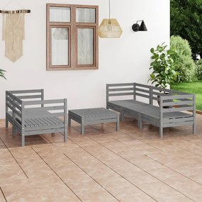 vidaXL 6 pcs conjunto lounge de jardim pinho maciço cinzento