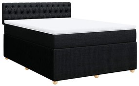 Cama com molas/colchão 140x200 cm tecido preto