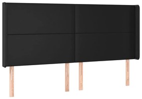Cabeceira cama c/ LED couro artificial 163x16x118/128 cm preto
