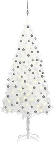 Árvore Natal artificial pré-iluminada c/ bolas 210 cm branco