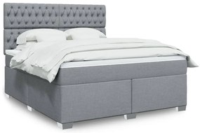 vidaXL Cama com molas/colchão 180x200 cm tecido cinzento-claro