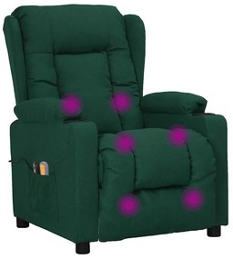 Poltrona de massagens elétrica tecido verde-escuro