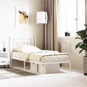 vidaXL Estrutura de cama com cabeceira 90x190 cm metal branco