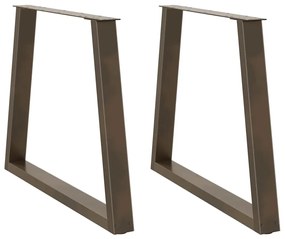 Pés para mesa de jantar em formato de V, 2 peças, aço natural, 70x(72-