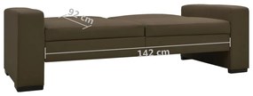 Sofá-cama couro artificial castanho