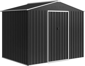 Outsunny Abrigo de Jardim Exterior 3,6 m² 236x171x191 cm com Portas Deslizantes e Aberturas de Ventilação Cinzento Escuro | Aosom Portugal