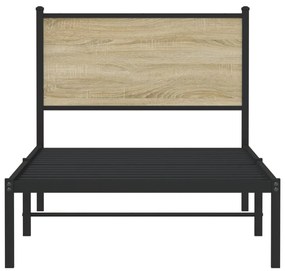 Estrutura de cama sem colchão 90x190 cm metal carvalho sonoma
