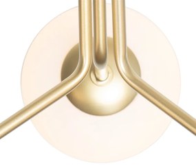 Moderno candeeiro suspenso dourado com vidro opalino 3 luzes - Coby Art Deco