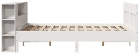 Cama com estante sem colchão 140x200 cm pinho maciço branco
