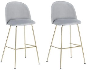 Conjunto de 2 cadeiras de bar em veludo cinzento ARCOLA Beliani
