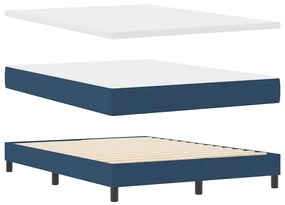 Cama Box com Colchão - Azul 140 x 190 cm, Tecido