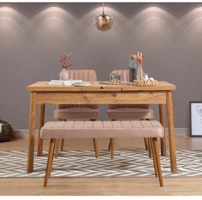 Conjunto de Mesa de Jantar Extensível Santiago – Pinho Atlântico e Ped