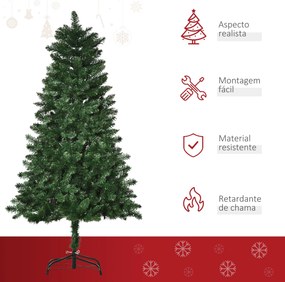 HOMCOM Árvore de Natal Artificial 150cm Ignífuga com 454 Ramas com 2 T